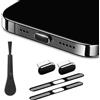 Generic Copertura antipolvere nera per USB C, include 2 porte e 2 protezioni per altoparlanti con 1 spazzola di pulizia progettata per porte di ricarica di tipo C per iPhone serie 16 e per iPhone 15 Series e