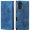 CoverKingz Custodia per iPhone 16 Plus, con scomparto per carte di credito, pieghevole, motivo mandala, blu