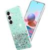 Yarxiawin Brillante Custodia per Samsung Galaxy S25 FE 5G, Effetto Glitter per Samsung S25 FE Cover Trasparente Silicone Sottile Leggera Morbida Rosa Case Elegante per Donne (Verde)