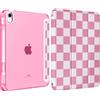 MoKo Cover per iPad (A16) 11a Generazione 11 Pollici, iPad 10a Gen 10,9 in | Custodia per iPad 11/10,9 2025/2022 con Portapenna, Cover Trifold Leggera con Retro PC Traslucido, Peonia Scacchi