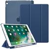 FINTIE Custodia per iPad Air 3a Gen 10.5 (2019) / iPad Pro 10.5 (2017) | con Portapenne - Ultra Sottile Leggero Semi-Trasparente Back Cover Protettiva con Auto Sveglia/Sonno, Blu Scuro