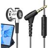 Generic Auricolari con filo metallico, auricolari in-ear con bassi pesanti, comodi da indossare per tablet, laptop, computer, telefono cellulare
