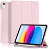 4UBonLife Cover Per iPad (A16) 11a Generazione 11 Pollici 2025, iPad 10a Generazione10,9 2022 con Portapenna, Custodia Protettiva Sottile con Retro Rigido Traslucido Guscio Case, Rosa
