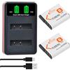 Pickle Power 2 x 1500 mAh NP-BG1 batteria con caricatore LCD Dual per Sony Cyber-Shot DSC-W120 W150 W220 DSC-H3 H7 DSC-H9 DSC-H10 DSC-H20 DSC-H50 DSC-H55 DSC-H70 DSC-HX5V