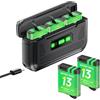 Palogreen 2 Hero 13 batterie da 2400mAh e caricabatterie per Hero 13 Black - 3 slot caricatore individuale con display LED, slot per schede TF
