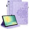 Auslbin Custodia per Samsung Galaxy Tab S10 Lite/ S10 FE 10.9 2025/ S9 FE 10.9 Protettive Retrò Fiore Cover in Rilievo Design con Fibbia Magnetica Funzione Supporto Viola