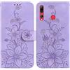 BLOTECH Cover per Huawei P Smart Z/Y9 PRIME 2019/Honor 9X, Custodia Huawei P Smart Z a libro, Floreale Antiurto in Pelle Flip Wallet Case con Motivo, Slot per Schede, Magnetica Portafoglio Cover Viola