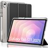 MoKo Custodia per Samsung Galaxy Tab S11 Case 11 2025, Nero | Con Portastilo S, Protettiva Trifold, Sottile e Leggera, Posteriore Traslucida in PC Rigido, Auto Wake/Sleep