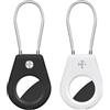 AXFEE Portachiavi AirTag, Custodia per AirTag con Filo-Nero+Bianco | Localizzatore di Chiavi Portatile, Supporto per Cover Protettiva per Tracker per AirTag, per Zaini e Animali Domestici