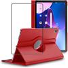 ebestStar - Cover per Lenovo Tab M10 Plus 10.6 (Gen 3), Custodia Protezione Rotazione 360, Pelle PU, Rosso + Vetro Temperato