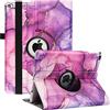 RLINGX Custodia per iPad 9a / 8a / 7a Generazione (2021 2020 2019) 10.2 Pollici - 360 Gradi di Rotante Cover Protettiva Case con Auto Sonno/Sveglia (Purple Marble)