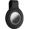 kwmobile Custodia Compatibile con Apple AirTag - Cover per Air Tag con Gancio Incorporato - Rivestimento Gommato in Morbido Silicone Antigraffio nero