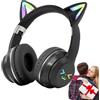 Vitsrisea Cuffie Giocatori Cat Ear, Auricolare Orecchio di Gatto Wireless | Portatile per I Giochi, Cuffie Gradiente di Colore con Microfono e Luce LED per la Casa Scuola