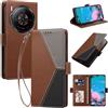 Generico DayQiQiPu Custodia per ZTE Nubia Z60S Pro (6,78 Pollici) Cover in Pelle PU con Colori Dopamina Custodia a Portafoglio Ribaltabile Antiurto Caso con Cinturino da Polso, Marrone