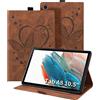 Auslbin Custodia per Samsung Galaxy Tab A8 2021 10.5 Pollice SM-X205/X200 Pelle PU La Farfalla Modello Cover Tablet Case con Supporto Funzione(Marrone)