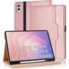 Vkooer Custodia per Samsung Galaxy Tab S11 Ultra 14,6 2025 Modello（SM-X930 X936B）con fessure per documenti, in pelle PU Premium, in tela, folio, supporto, custodia protettiva, rosa dorato