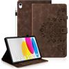 Auslbin Fiore Tab Cover per iPad 11 Generazione A16 11 Pollici 2025/iPad 10 Generazione 10,9 Pollici 2022 Protettive Retrò Custodia in Rilievo Design con Fibbia Magnetica Funzione Supporto, Marrone