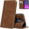 AKABEILA Cover per Motorola Moto G9/G9 Play/E7 Plus Pelle Custodia per Motorola Moto G9/G9 Play/E7 Plus Cover Flip Portafoglio Magnetica Stand Covers Frosted Porta Telefono Marrone chiaro