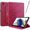 NETANY Rotating Custodia per Samsung Galaxy Tab A8 10.5-Pollice 2021 (Sm-X200 / X205 / X207), con penna PU Pelle Flip Cover, Supporto Rotazione 360 Protettiva Cover [Auto Sveglia/Sonno] - Rosso