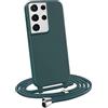 MyGadget Cover per Samsung Galaxy S21 Ultra - Custodia con Corda - Case con Cordino Opaca Antiurto/Bumper con Laccio/Tracolla - Practical Stylish per Collo Verde Scuro