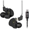 Yinyoo CCZ Melody Cuffie con Filo Type C,HiFi 1DD + 1BA In Ear Auricolari con 4N OFC Cavo Rimovibile per Gaming,Cuffie USB C per Musicista Compatibile con Huawei P50/P40/P30（senza Microfono）