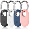 SPOMOX [Confezione da 4] Compatibile con Samsung Smart tag 2 custodia, in silicone con portachiavi Samsung Galaxy SmartTag2 a corpo intero, antiurto, antigraffio per zaini, chiavi dell'auto, bagagli, oggetti