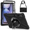 Gerutek Cover per Samsung Galaxy Tab S10 Plus/S9 FE Plus/S9 Plus 12.4,Nero | Tab S8 Plus/S7 Plus/S7 FE Custodia Robusta Antiurto con Pellicola Protettiva Supporto Girevole a 360°,Cinghia per Mano/Spalla
