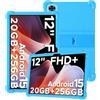 Generic Custodia in silicone per tablet DOOGEE T36 da 12, copertura completa, antiurto, antigraffio, supporto regolabile e cover in morbido silicone, azzurro