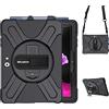 BRAECN Cover Compatibile con Microsoft Surface Go 4 / Go 3 / Go 2 / Go | 10.5 Pollici,Antiurto Robusto Custodia con Supporto Girevole a 360°, Cinghia a Mano e Tracolla,2023/2021/2020/2018 Nero