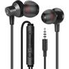 MAS CARNEY WI7 Cuffie con Filo e Microfono, Auricolari con Filo Jack da 3.5mm, Cuffiette Telefonino con Controllo del Volume, Auricolare Cellulare con Cavo per Smartphone e PC- Nero
