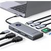 ORICO Docking station USB C con doppio HDMI, 8 in 1 USB C Hub con 2 HDMI 4K @60Hz, 2 tipo A 3.0, tipo C 3.0, 100 W PD, lettore di schede TF/SD, adattatore multiporta USB 3.0 per MacBook/Dell/HP