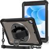 ProCase Cover iPad 6/5 Generazione/iPad Air 2/ Air 1, Custodia iPad 9,7 Pollici, Cover Antiurto con Tracolla e Supporto Rotante 360 Gradi -Nero