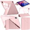 A-BEAUTY Custodia Compatibile con Xiaomi Redmi Pad 2 11 Pollici 2025 con Portapenne, Cover Trasparente Antiurto, Supporto Trifold 6 in 1 a Forma di Y, Auto Sonno/Veglia, Rosa