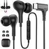 AIAUXAI Cuffie USB C con con Microfono e Controllo Volume, 90 Gradi, Nero | Cuffie con Filo per iPhone 17 16 15, Auricolari In Ear per Samsung Galaxy S26 Ultra S25 S24 S23 S22 A56 A16 A55 Pad Laptop