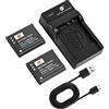 DSTE 2PCS LI-90B LI-92B Batteria e Caricabatterie Compatibile per Olympus Tough TG-1 TG-2 TG-3 SH-1 SH-50 SH-60 SP-100