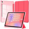 EspZanthic Custodia per Samsung Galaxy Tab S10 Lite / S10 FE / S9 FE 10,9 Pollici / S9 11 Pollici con S Pen Holder, Chiaro Trasparente Retro Conchiglia Sottile Antiurto Tablet Cover, Auto Sveglia/Sonno, Rosso