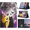Generico DayQiQiPu Custodia per Lenovo Tab Idea / K11 Gen 2 TB336ZU, TB336FU (11,0 Pollici) in pelle PU Caso a Portafoglio Cover Ribaltabile Motivo Ombra di Gatto Guscio con Supporto e Auto Wake/Sleep, 05