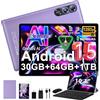 fezawio Tablet Android 15 Gemini AI 10 pollici,30GB+64GB,6000mAh,Widevine L1, Viola | Mouse + tastiera + custodia in pelle, audio da 3,5 mm / GMS / Wi-Fi 6 e Bluetooth 5.0 / 6000 mAh / GPS