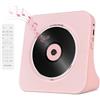 GAONAWAY Lecteur CD rose Bluetooth avec haut-parleurs Hifi intégrés | Lecteur CD Pink avec télécommande, écran LED, radio FM, AUX / USB, couvercle poussière