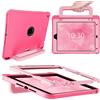 INFILAND Custodia per iPad 10,2 9ª/8ª/7ª Gen (2021/2020/2019), Cover Robusta in Silicone Antiurto con Supporto, Maniglia e Porta Penna (Magenta-Pink)