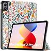 TiMOVO Cover per Xiaomi Redmi Pad 2 Pro 12,1 Pollici 2025, Fiori | Sottile e Leggero, Guscio Posteriore Rigido, Auto Sveglia/Sonno