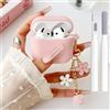Generic Graziosa custodia per AirPods 4, custodia protettiva in morbido silicone da donna, per iPod di 4a generazione, con portachiavi e kit di pulizia, rosa