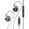 Gettimore Auricolari Hi-Fi USB C con design a isolamento acustico e cavo staccabile con controllo del volume e cavo per audio (nero)