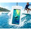 Generic Custodia impermeabile IPX8 galleggiante con cordino, misura universale fino a 7,2 pollici per iPhone 17-12 Samsung nuoto in spiaggia, bianco