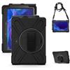 Gerutek Cover per Samsung Galaxy Tab Active 5 Pro 2025 10,1 Pollici, Nero | Tab Active 4 Pro 2022/Active Pro 2019 10,1 Pollici Custodia Antiurto con Supporto Girevole a 360°, Cinghia per Mano/Spalla