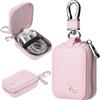 Fofvccv Custodia per Auricolari Portatile in Cerniera, portachiavi - Pink | PU Pelle Box porta cuffie In-Ear per Auricolare e Piccoli Oggetti Portamonete Compatibile con AirPods 4 1 2 3 Pro