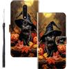 WUACYEAMING Custodia Compatibile con Nokia 6.2,con Slot Carte PU Pelle Portafoglio Libro Case Antiurto Bumper Motivo Magnetica Flip Protettiva Resistente Gatto di zucca