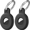 Ainiv Portachiavi per Airtag, 2 Pezzi Custodia per Airtag | Spesso Silicone, Localizzatore di Chiavi Portatile per Zaini e Animali Domestici, Nero Mini Cover Protettiva Tracker