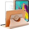 ebestStar - Cover per Samsung Galaxy Tab S5e 10.5 T720/T725, Custodia Protezione Rotazione 360, Pelle PU, Dorato + Vetro Temperato
