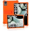 Generic Custodia protettiva per tablet DOOGEE T36 Android 15 da 12 pollici, custodia in morbido silicone per tablet DOOGEE T36 2025 con supporto antiscivolo, antiurto e resistente alle cadute, arancione